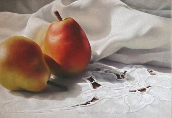 Pears on lace